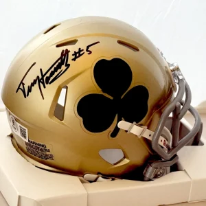 Terry Hanratty signed Notre Dame Fighting Irish Shamrock mini helmet Beckett Wit