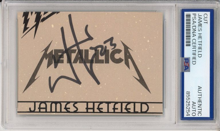 SIGNED James Hetfield Metallica Logo Cut Signature PSA DNA