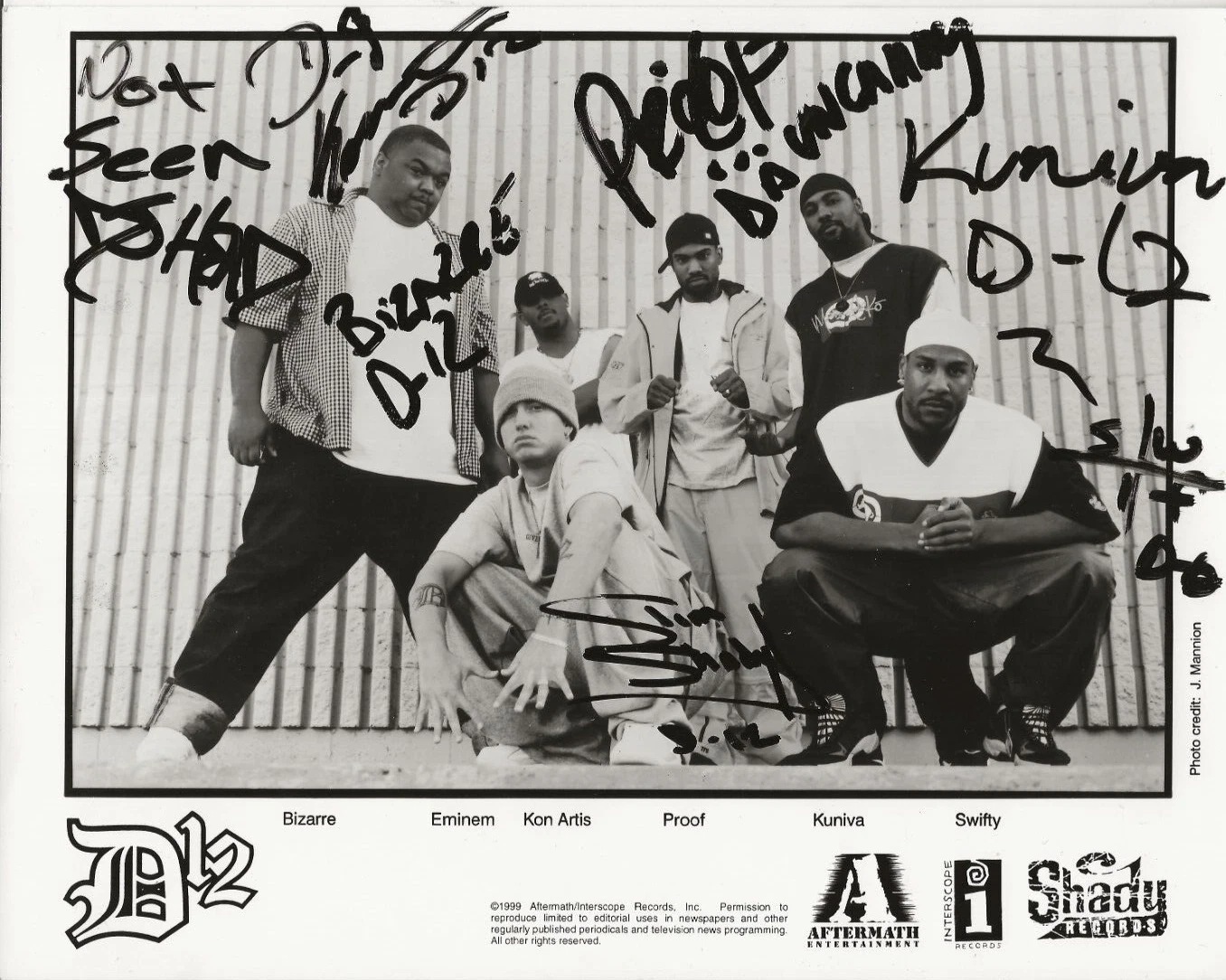 D12 rap group REAL SIGNED 1999 Promo Photo JSA LOA Eminem Slim Shady ...
