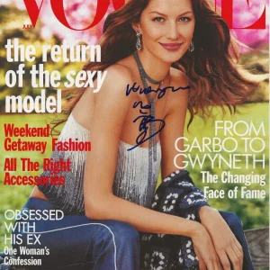 Gisele Bundchen REAL hand SIGNED Vogue Magazine Cover Page COA Autographed Model