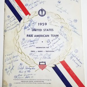SIGNED 1959 Pan American Team Souvenir Book JSA LOA Lou Brock Debut Ty Cline +