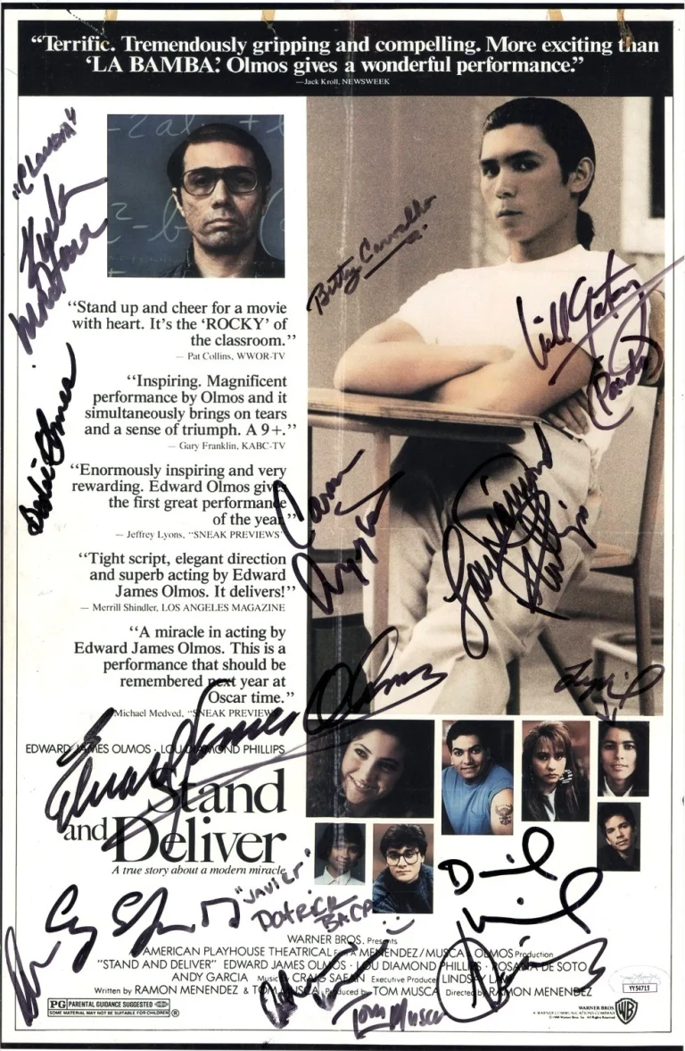 Stand and Deliver Autographed 11X17 Photo Olmos Diamond Phillips 14 Autos JSA