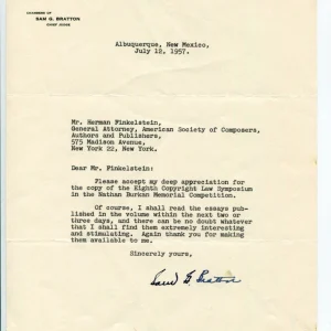 Sam G. Bratton New Mexico US Senator Congress Jurist Signed Autograph TSL