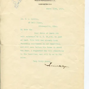 Frank Nye MN Minnesota US Representative Congress Signed Autograph TSL