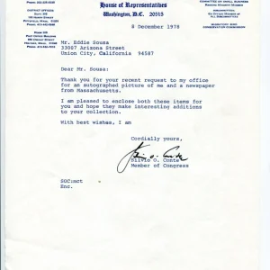 Silvio O. Conte Massachusetts US Representative Congress Signed Autograph TSL