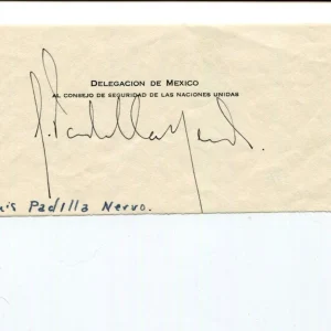 Luis Padilla Nervo President United Nations General Assembly Signed Autograph