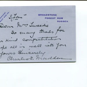 Sir Charles Madden WWI War Admiral British Navy Signed Autograph