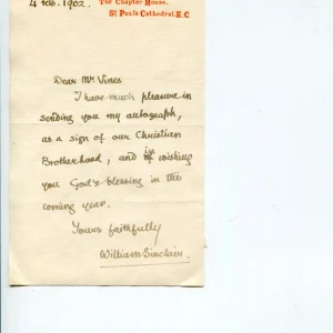 William Sinclair Archdeacon of London Chaplain To King Signed Autograph Letter