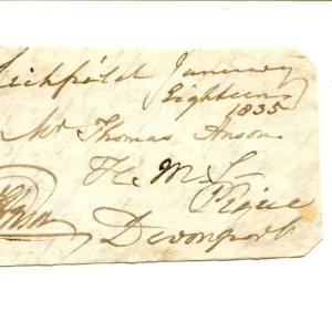 Thomas Anson UK Postmaster General Master of the Buckhounds MP Signed Autograph