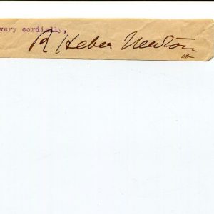 R. Heber Newton Episcopal Clergy Social Gospel Movement Author Signed Autograph