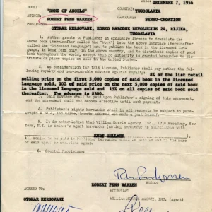 Robert Penn Warren Pulitzer Prize All the King's Men Author Poet Signed Contract