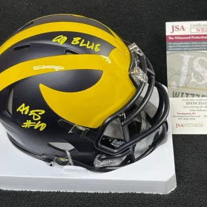 Alex Orji Signed & Inscribed Michigan Wolverines Mini Helmet JSA COA