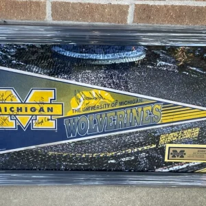 Bo Schembechler & Michigan Wolverines Greats Multi-Signed Framed Pennant JSA COA