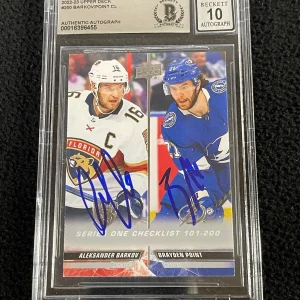 Aleksander Barkov Brayden Point 2022-23 Upper Deck Card #200 Beckett 10 Auto