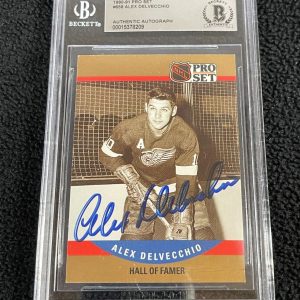 Alex Delvecchio Signed 1990-91 Pro Set Card #658 Beckett Certified