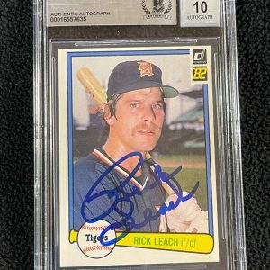 Rick Leach Signed 1982 Donruss Card #583 BAS Certified Auto 10 Detroit Tigers