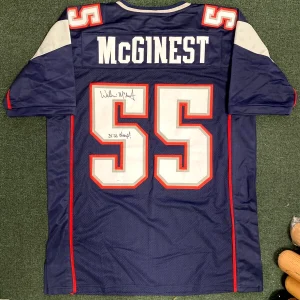 WILLIE MCGINEST NE PATRIOTS SIGNED AUTOGRAPHED CUSTOM JERSEY SIZE XL JSA AUTH