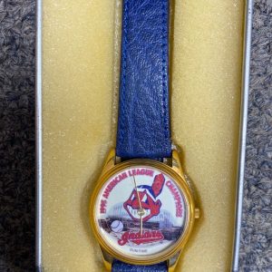 VINTAGE 1995 CLEVELAND INDIANS BASEBALL COLLECTIBLE WATCH SUNTIME W/CASE