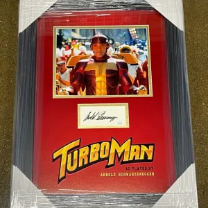 Arnold Schwarzenegger Signed Framed Turbo Man Cut Showcase JSA LOA COA
