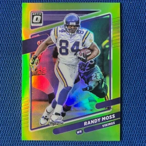 2021 OPTIC DONRUSS RANDY MOSS MINNESOTA VIKINGS GREEN PRIZM CARD /35 #100