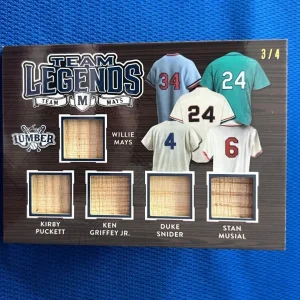 2024 LEAF LUMBER TEAM LEGENDS MAYS GRIFFEY JR PUCKETT SNIDER MUSIAL BAT CARD 3/4