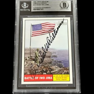 Hershel Woody Williams Iwo Jima USMC Signed Autograph Topps Heritage Beckett BAS