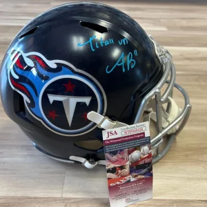 AJ BROWN TENNESSEE TITANS SIGNED AUTOGRAPH REPLICA FULL SIZE MINI HELMET JSA