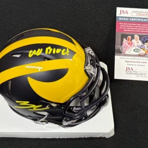 Andrew Marsh Signed & Inscribed Michigan Wolverines Mini Helmet JSA COA