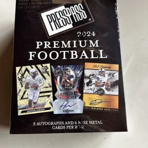 2024 Leaf Press Pass Premium Football Factory Sealed Hobby Box 5 AUTOS!