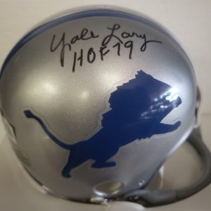 YALE LARY LIONS HOF 79 RARE SIGNED AUTO AUTOGRAPHED 2 BAR MINI HELMET BECKETT