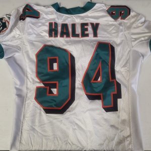 MIAMI DOLPHINS JERMAINE HALEY #94 GAME ISSUED REEBOK NFL FOOTBALL JERSEY