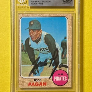 1968 TOPPS JOSE PAGAN #482 BECKETT AUTHENTIC SIGNED AUTOGRAPH CARD PIRATES