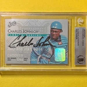 1995 STUDIO CHARLES JOHNSON #140 BECKETT AUTHENTIC SIGNED AUTOGRAPH CARD MARLINS
