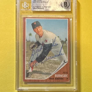 1962 TOPPS PETE BURNSIDE #207 BECKETT AUTHENTIC SIGNED AUTOGRAPH CARD SENATORS