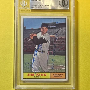 1961 TOPPS JIM KING #351 SIGNED BECKETT AUTH AUTO INSCRIBED MLB DEBUT 4/19/55