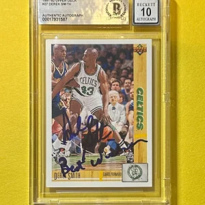 1991-92 UPPER DECK DEREK SMITH #27 BECKETT AUTHENTIC SIGNED AUTOGRAPH CARD