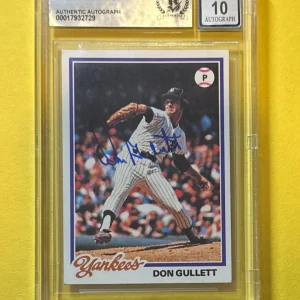 1976 TOPPS DON GULLETT #225 SIGNED AUTOGRAPHED CARD BECKETT AUTHENTIC 10 YANKEES
