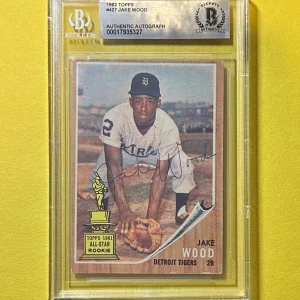 1962 TOPPS JAKE WOOD #427 BECKETT AUTHENTIC SIGNED AUTOGRAPHED CARD TIGERS