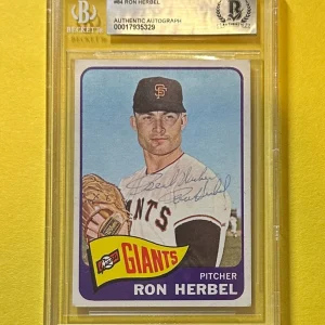 1965 TOPPS RON HERBEL #84 BECKETT AUTHENTIC SIGNED AUTOGRAPHED CARD GIANTS