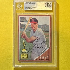 1962 TOPPS LEE THOMAS #154 BECKETT AUTHENTIC SIGNED AUTOGRAPHED CARD ANGELS