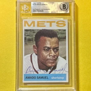 1964 TOPPS AMADO SAMUEL #129 BECKETT AUTHENTIC SIGNED AUTOGRAPHED CARD METS