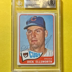 1965 TOPPS DICK ELLSWORTH #165 BECKETT AUTHENTIC SIGNED AUTOGRAPHED CARD CUBS
