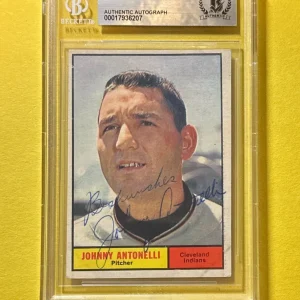 1961 TOPPS JOHNNY ANTONELLI #115 BECKETT AUTHENTIC SIGNED AUTO CARD CLEVELAND