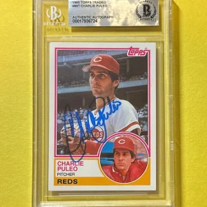 1983 TOPPS TRADED CHARLIE PULEO #88T BECKETT AUTHENTIC SIGNED AUTO CARD REDS