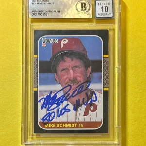 1987 DONRUSS MIKE SCHMIDT #139 SIGNED AUTO BECKETT AUTH 10 INSCRIBED "80 WS MVP"