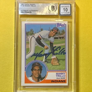 1983 TOPPS TRADED MANNY TRILLO #116T SIGNED AUTO CARD BECKETT AUTHENTIC 10