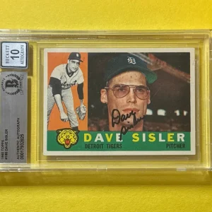 1980 TOPPS DAVE SISLER #186 SIGNED AUTOGRAPHED CARD BECKETT AUTHENTIC 10 TIGERS