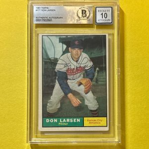 1961 TOPPS DON LARSEN #177 SIGNED AUTOGRAPHED CARD BECKETT AUTH 10 ATHLETICS