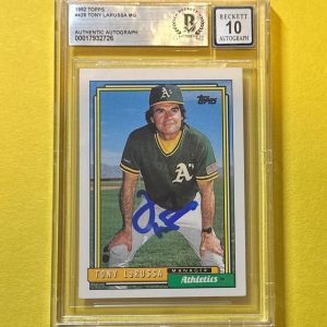 1992 TOPPS TONY LARUSSA #429 SIGNED AUTOGRAPHED CARD BECKETT AUTH 10 ATHLETICS
