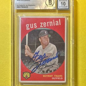 1959 TOPPS GUS ZERNIAL #409 SIGNED AUTOGRAPHED CARD BECKETT AUTH 10 TIGERS